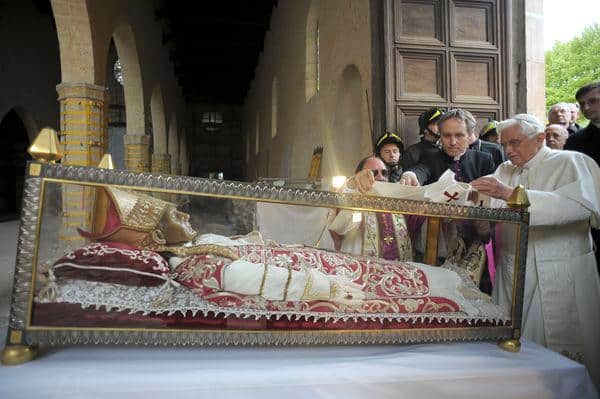 Pope Benedict visits his predecessor, Pope Saint Celestine V